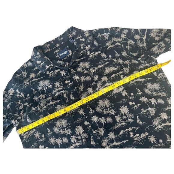 Wrangler Men's Coconut Cowboy Hawaiin Shirt Black Western Snap XL - Picture 4 of 10